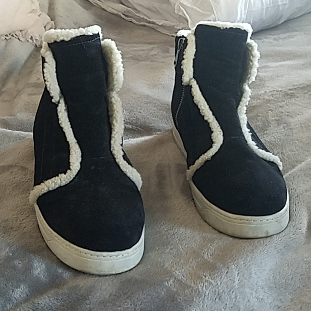 Women's black suede ankle boots